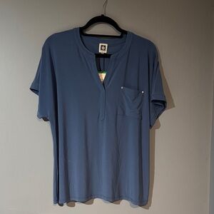 Anne Klein Deep‎ Blue Casual Button Down Shirt